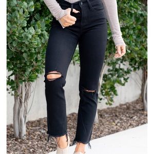 J Brand Jake - Black Ripped Straight Cut Jeans